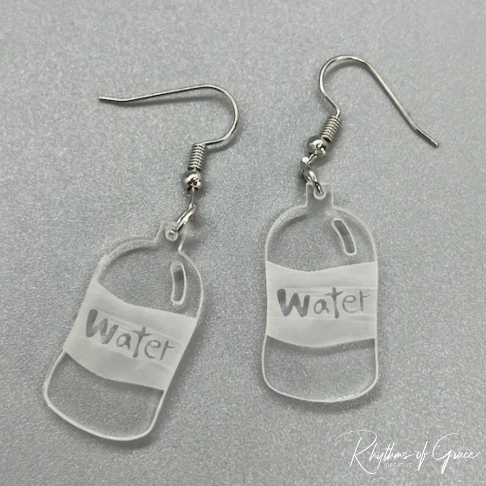 Water Bottle Dangle Earrings | Funny Hydration Earrings | NWT Statement Earrings